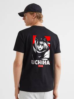 PRONK - Uchiha Itachi Men Regular Fit Black Half Sleeve T-Shirt