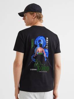 PRONK - Zoro Men Regular Fit Black Half Sleeve T-Shirt