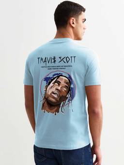PRONK - Travis Scott Men Regular Fit Sky Half Sleeve T-Shirt