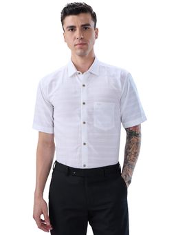 Park Avenue - Slim Fit White Cotton Blend Casual Shirt