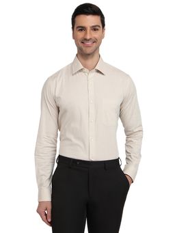Raymond - Medium Cream Slim Fit Self Design Shirt
