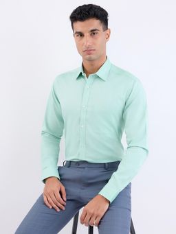 Raymond - Slim Fit Self Design Medium Green Shirt