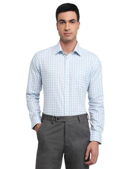 Raymond - Slim Fit Checkered Medium Blue Shirt