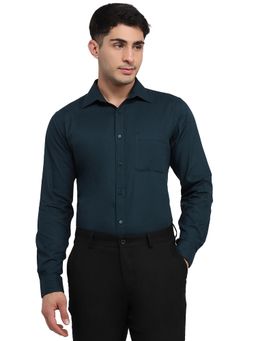Raymond - Slim Fit Solid Dark Green Shirt