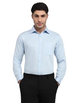 Raymond - Slim Fit Solid Medium Blue Shirt