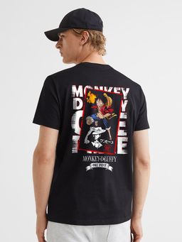 PRONK - One Piece Men Regular Fit Black Half Sleeve T-Shirt