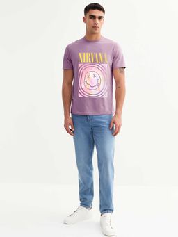 PRONK - Nirvana Men Regular Fit Lilac Half Sleeve T-Shirt