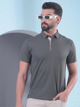 CRIMSOUNE CLUB - Men Olive Polo Neck T-Shirt