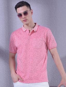CRIMSOUNE CLUB - Pink Men Printed Polo T-Shirt
