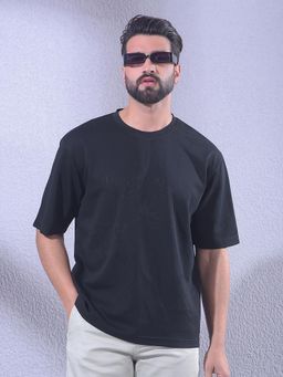 CRIMSOUNE CLUB - Men Black Jacquard Oversize T-Shirt
