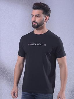 CRIMSOUNE CLUB - Men Black Typographic Print T-Shirt
