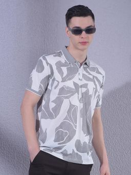 CRIMSOUNE CLUB - Men Half Sleeves Grey Printed Polo T-Shirt