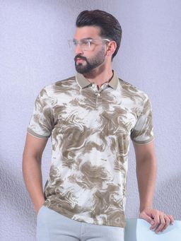 CRIMSOUNE CLUB - Men Brown Printed Polo T-Shirt