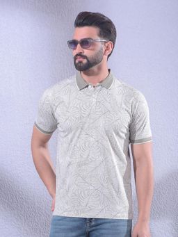 CRIMSOUNE CLUB - Men Tan Printed Polo T-Shirt