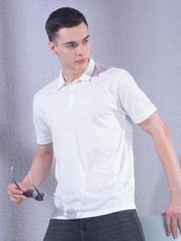 CRIMSOUNE CLUB - Men White Printed Polo T-Shirt