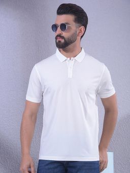 CRIMSOUNE CLUB - Men White Polo Neck T-Shirt
