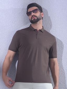 CRIMSOUNE CLUB - Men Brown Polo Neck T-Shirt