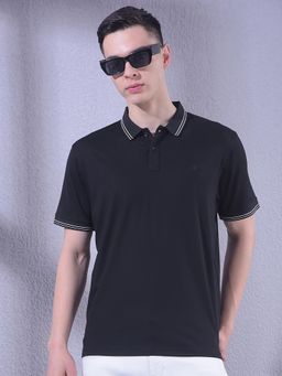 CRIMSOUNE CLUB - Men Black Polo Neck T-Shirt