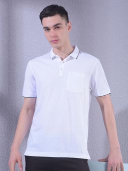 CRIMSOUNE CLUB - Men White Polo Neck T-Shirt