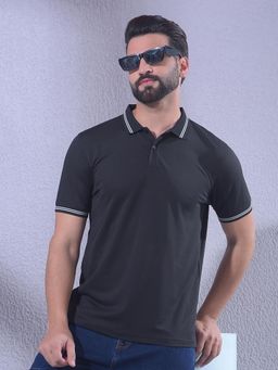 CRIMSOUNE CLUB - Men Black Polo Neck T-Shirt
