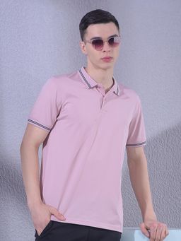 CRIMSOUNE CLUB - Men Pink Polo Neck T-Shirt