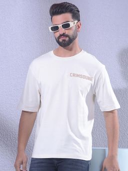 CRIMSOUNE CLUB - Men White Oversize Brand Logo T-Shirt