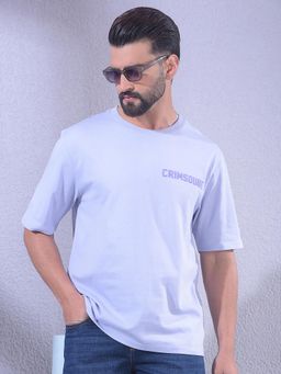 CRIMSOUNE CLUB - Men Blue Oversize Brand Logo T-Shirt