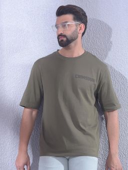 CRIMSOUNE CLUB - Men Olive Oversize Brand Logo T-Shirt