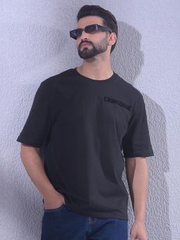 CRIMSOUNE CLUB - Men Black Oversize Brand Logo T-Shirt