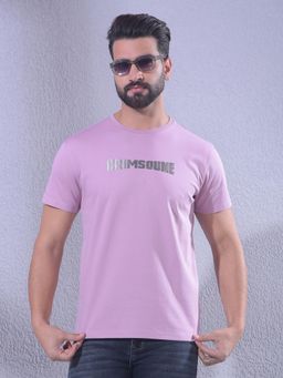 CRIMSOUNE CLUB - Men Pink Brand Logo T-Shirt