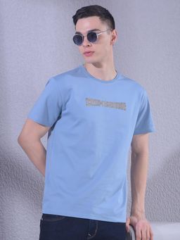 CRIMSOUNE CLUB - Men Blue Brand Logo T-Shirt