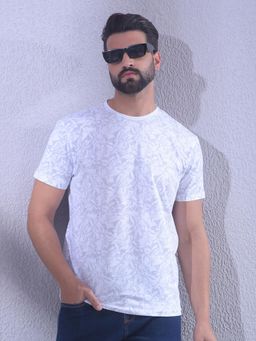 CRIMSOUNE CLUB - Men White Floral Print T-Shirt