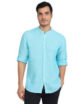 Parx - Slim Fit Solid Medium Blue Shirt
