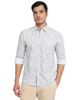 Parx - Slim Fit Printed White Shirt