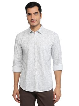 Parx - Slim Fit Printed White Shirt