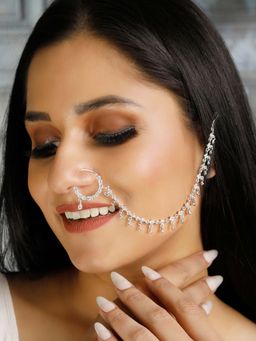 Priyaasi - Silver Plated American Diamond Nath