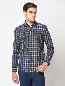 CRIMSOUNE CLUB - Men Blue Checked Shirt