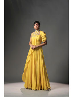 ISHA GUPTA TAYAL - Daffodil drape Anarkali set With Cape