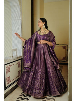 Safaa - The Benazir Purple Embroidered Lehenga Set