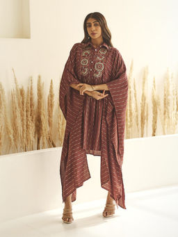 House of Fett - Terracotta Brown Stripes Kaftan Dress