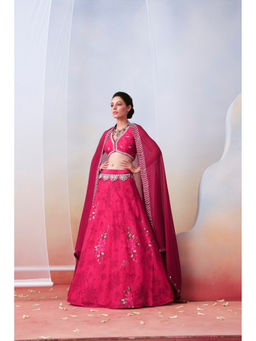 ISHA GUPTA TAYAL - Pink printed and embroidered Lehenga and Blouse with Dupatta
