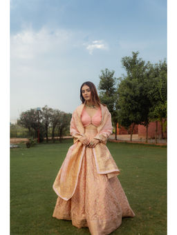 Safaa - Maha Peach Woven Lehenga Set