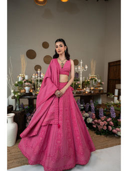 Safaa - Rosalie Pink Chikankari Lehenga Set