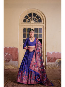 Safaa - The Shab-E-Gul Blue Woven Lehenga Set
