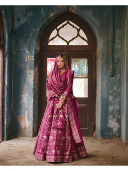 Safaa - The Sultana Pink Woven Lehenga Set