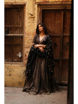 Safaa - The Heera Black Embroidered Lehenga Set