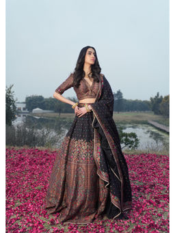 Safaa - The Ruya Black Woven Lehenga Set