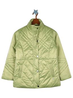 Monte Carlo - Girls Green Cotton Blend Solid Jacket