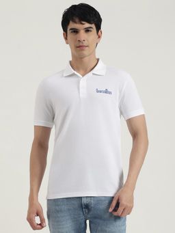 United Colors of Benetton - Men White Polycotton Solid Collar Neck Polo T-shirt