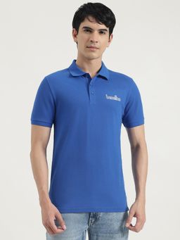 United Colors of Benetton - Men Blue Polycotton Solid Collar Neck Polo T-shirt